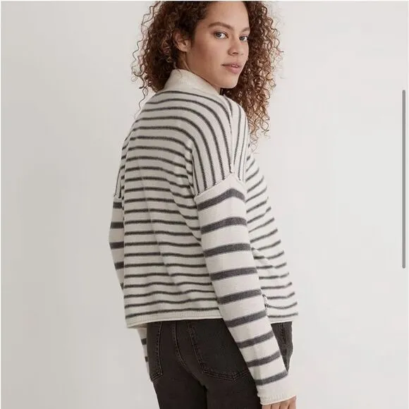Madewell Stripe-Play Mockneck Pullover Sweater
