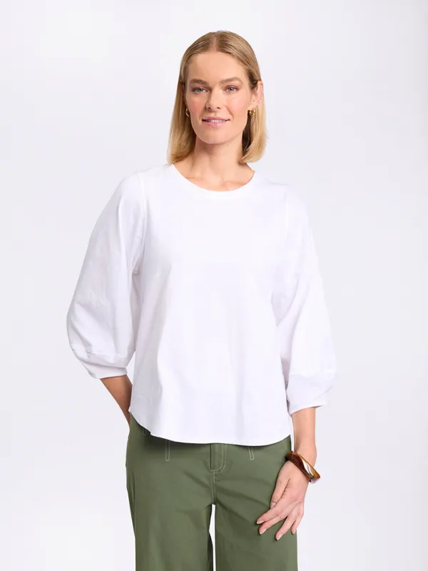 Marco Polo Lantern Sleeve Tee White