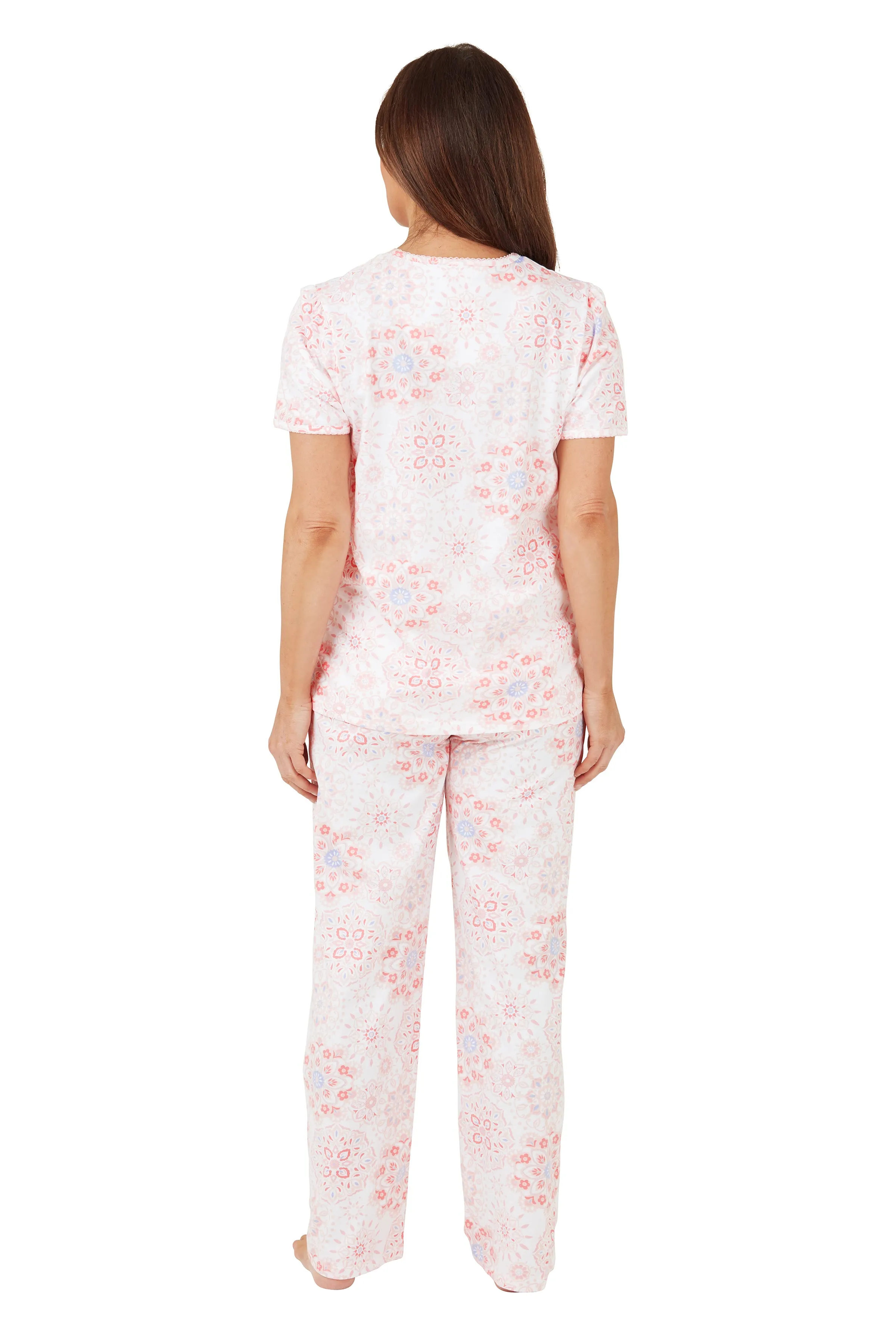 Marlon Geo Print Cotton Pyjamas | Pink