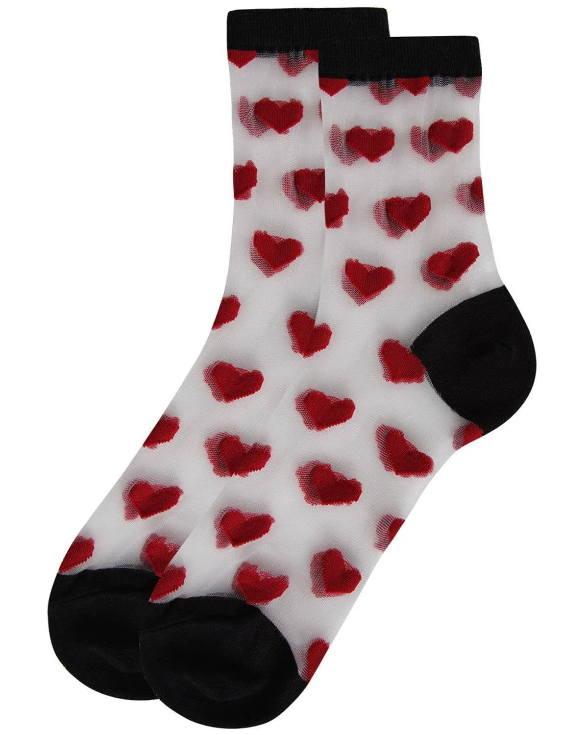 MeMoi Hearts Mono Fine Net Anklet Socks
