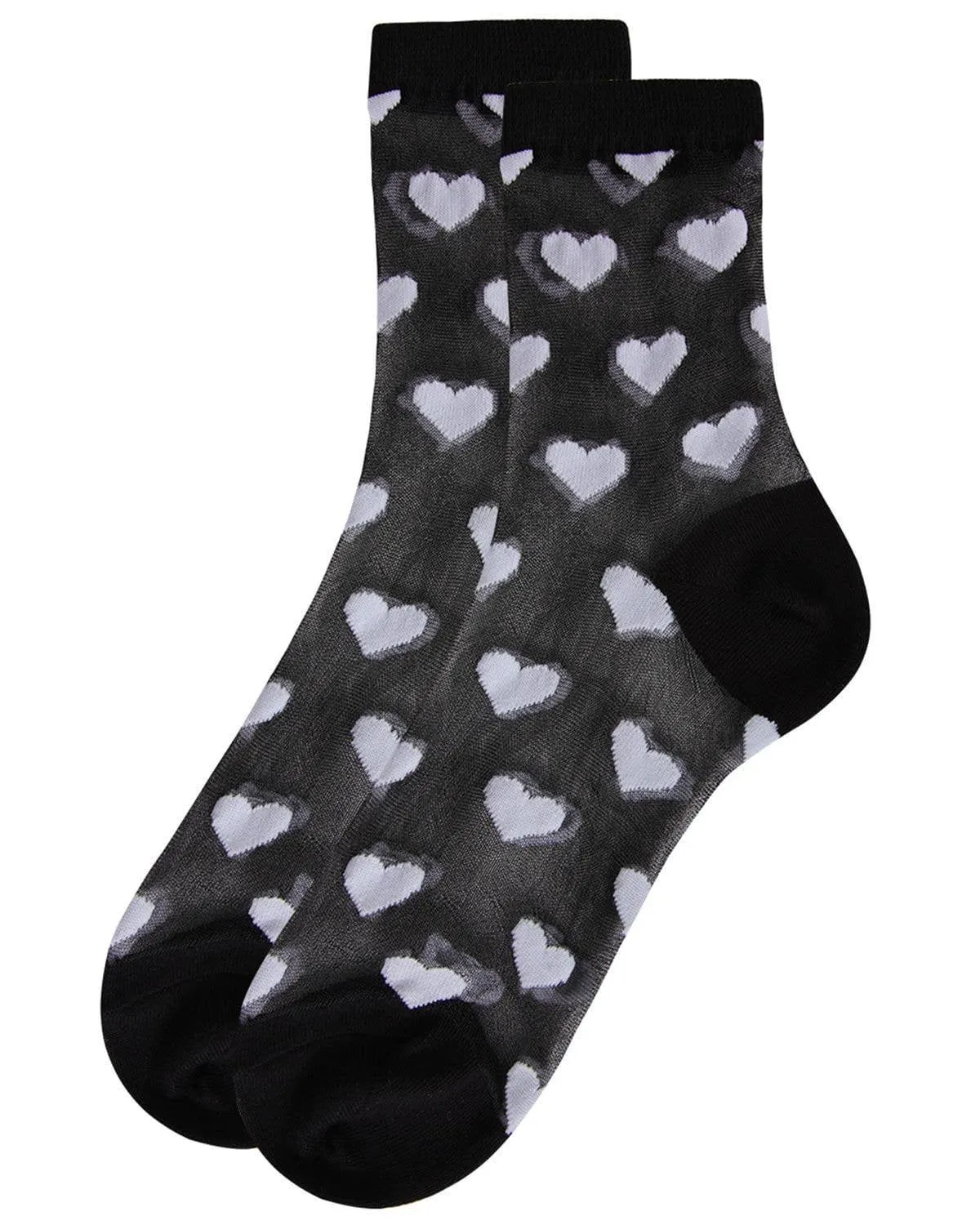 MeMoi Hearts Mono Fine Net Anklet Socks