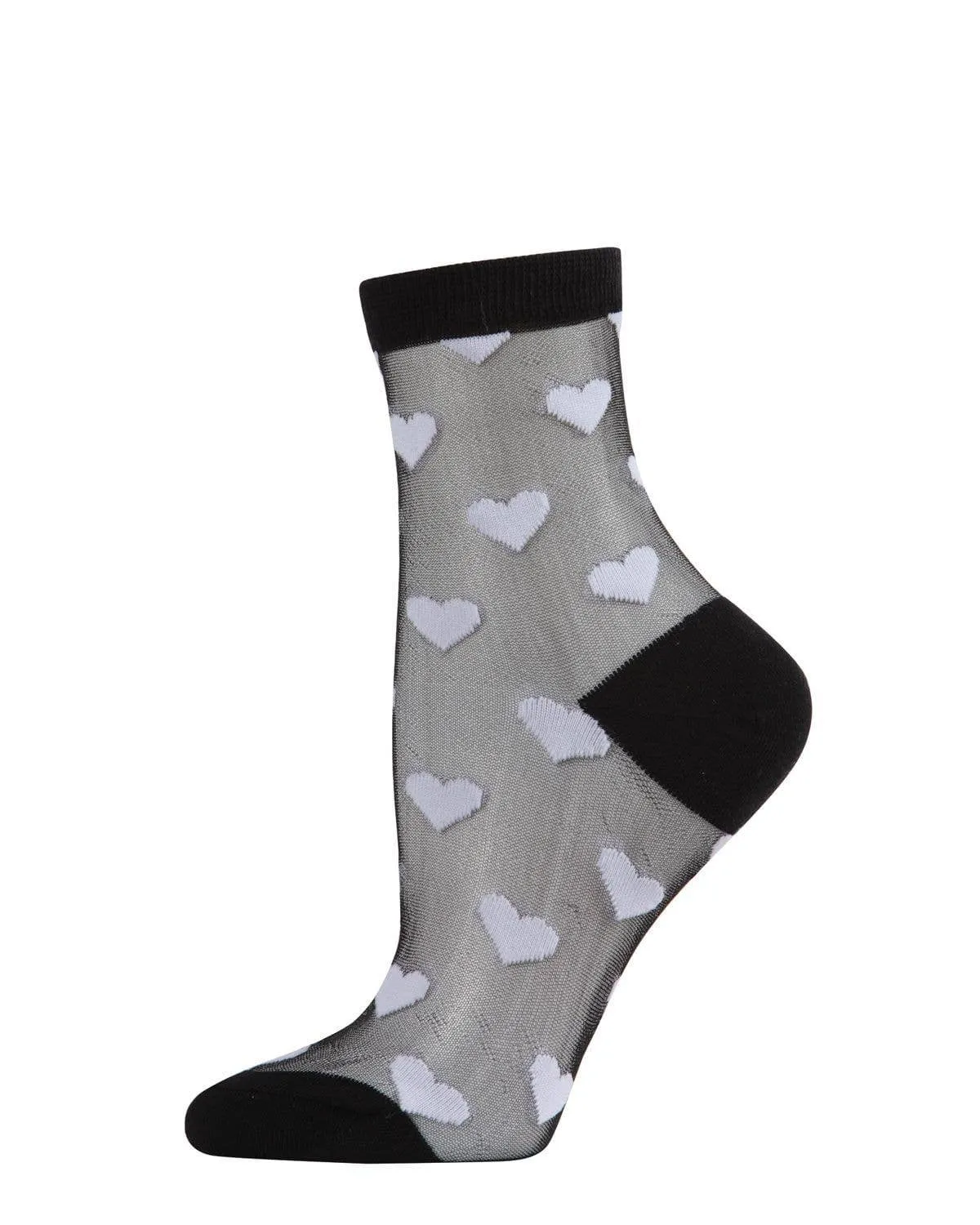 MeMoi Hearts Mono Fine Net Anklet Socks