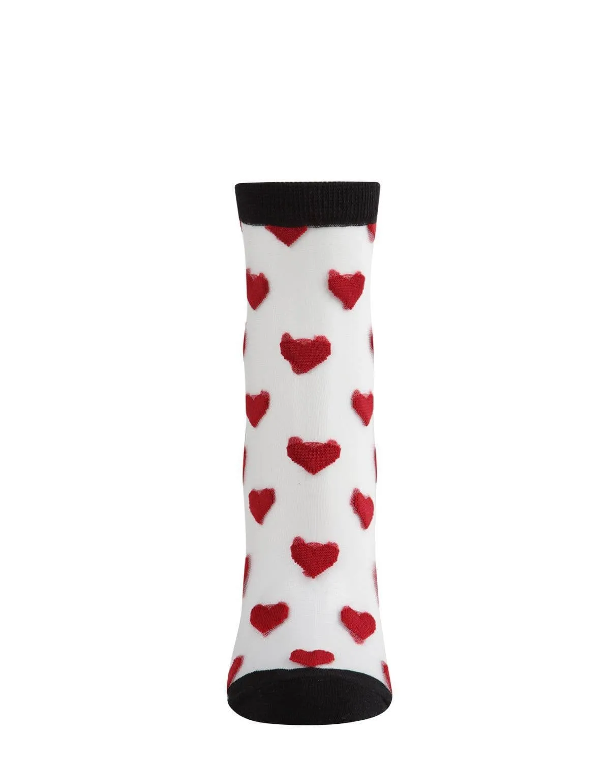 MeMoi Hearts Mono Fine Net Anklet Socks