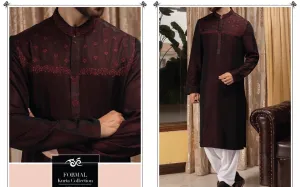 Mens Designer Kurta in Dark Maroon with White Shahlwar -Men13