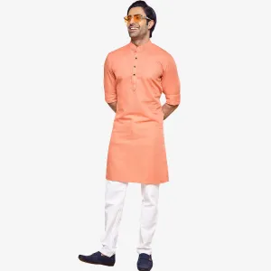 Men's Solid Peach  Kurta for Mens