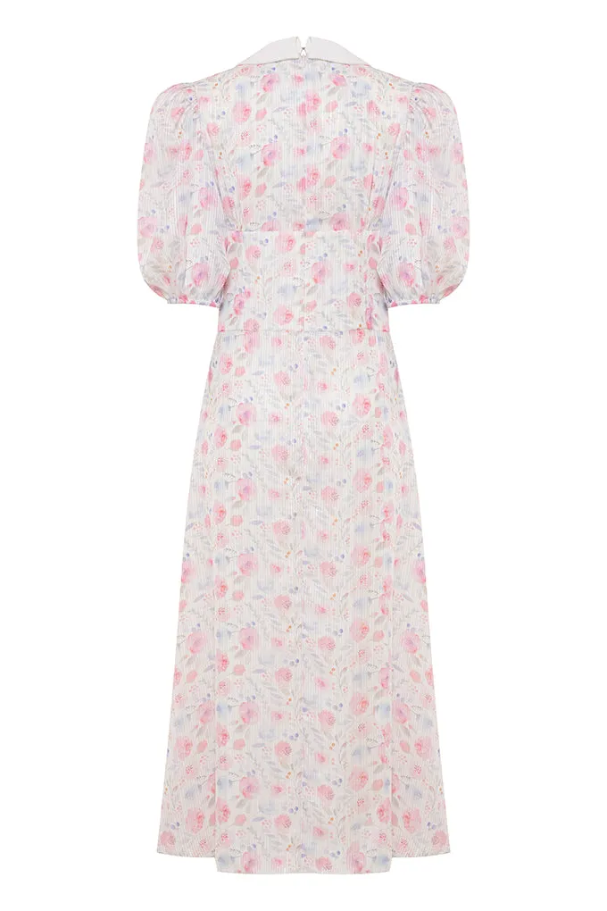 MIDI BUTTONED DRESS WITH DESIGNER BOW