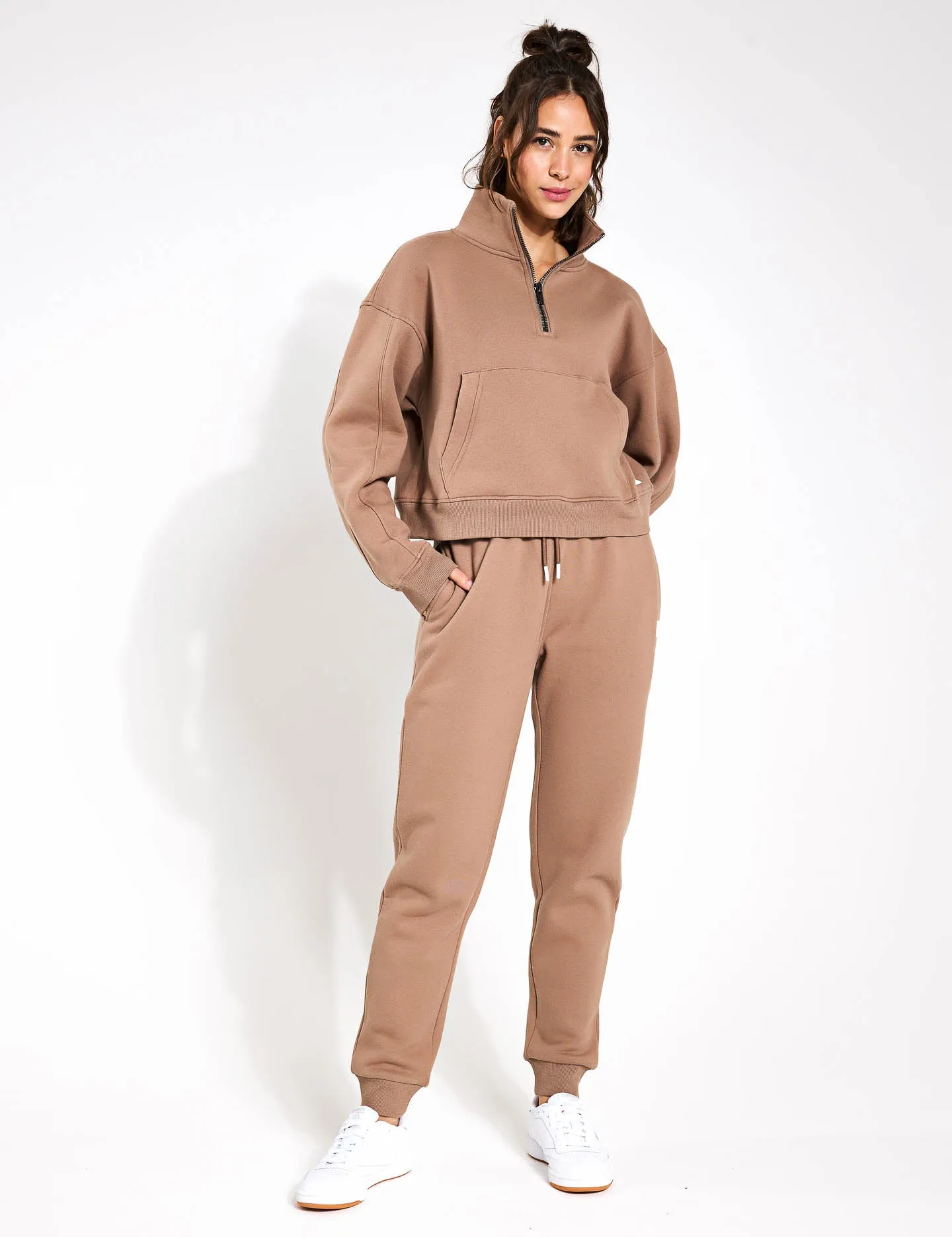 Millie Slim Fleece Track Pant - Taupe