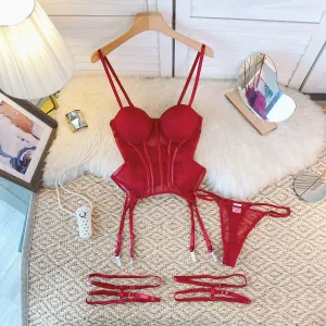 Mimosa Lingerie With Thong and Thigh Cuffs
