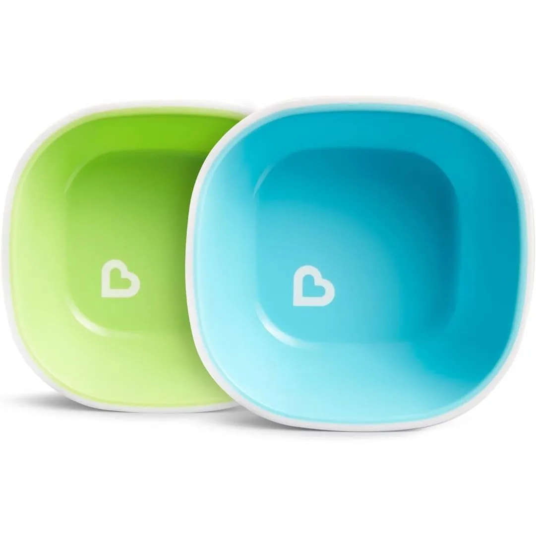 Munchkin Splash Dining Set, Bowl and divider plate set, colorful, very safe for the little one, deeps bowls, BPA Free, Infant/Baby/Toddler/Kids, Pack of 4, Color blue/green
