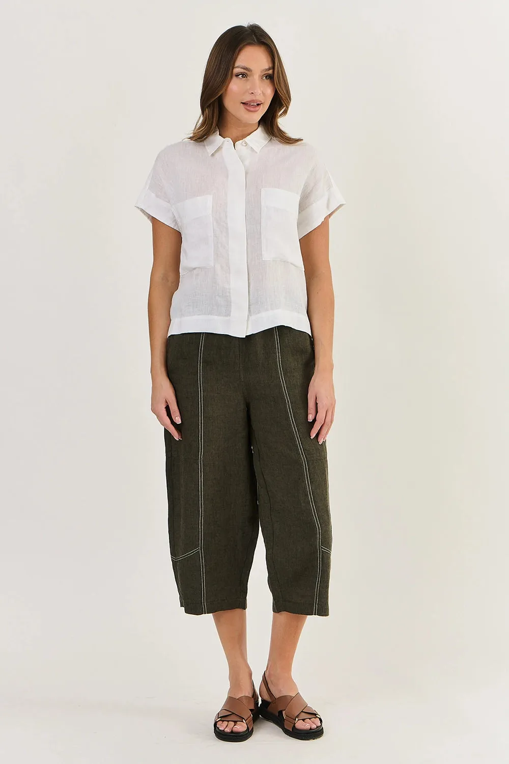 Naturals by O & J Linen Top in White GA533