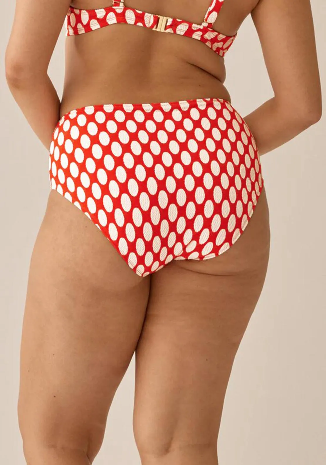 Naturana Polka Dot High Waist Bikini Bottom, Orange