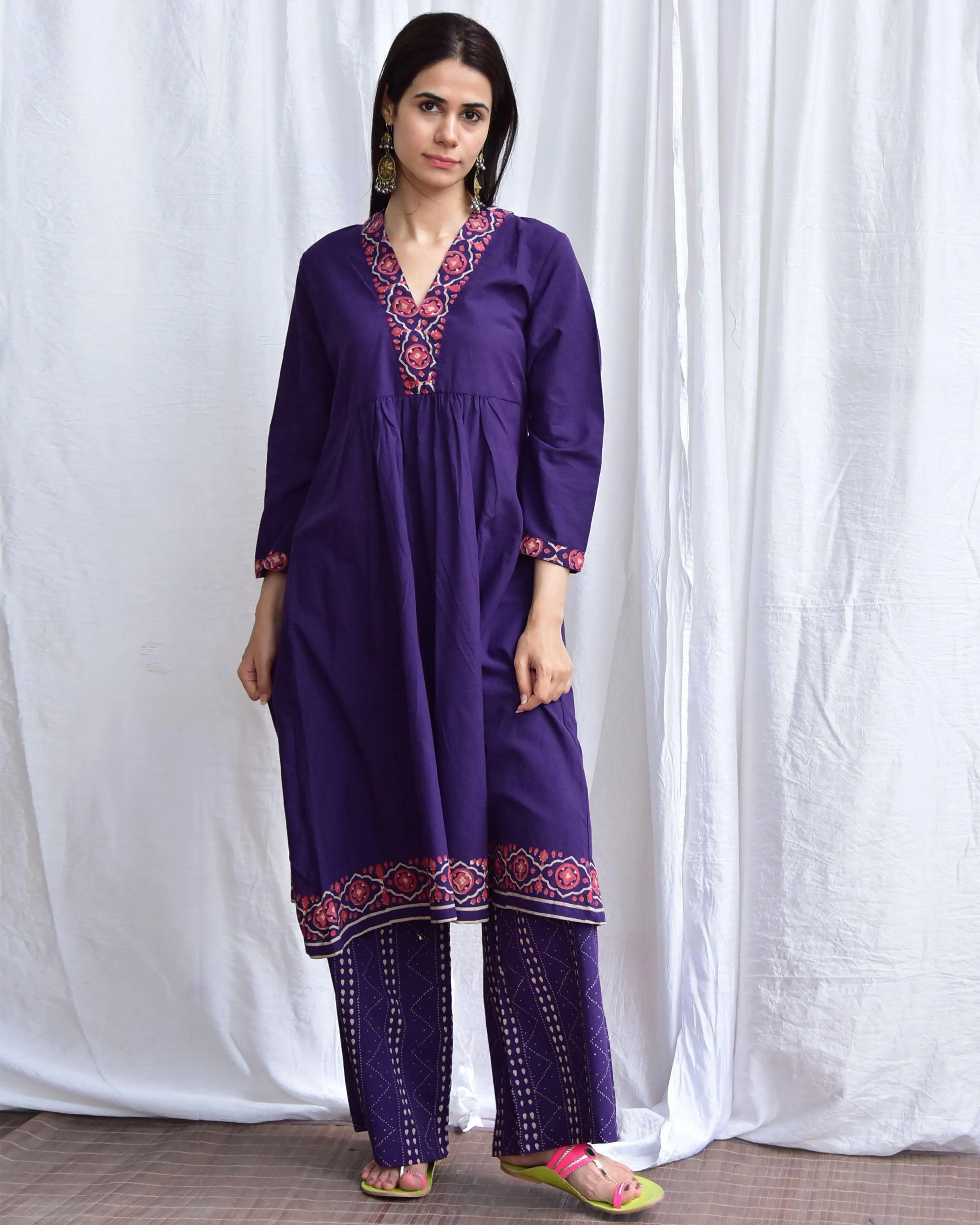 Neelam Handblockprinted Cotton Kurta Set Of 2-Sor