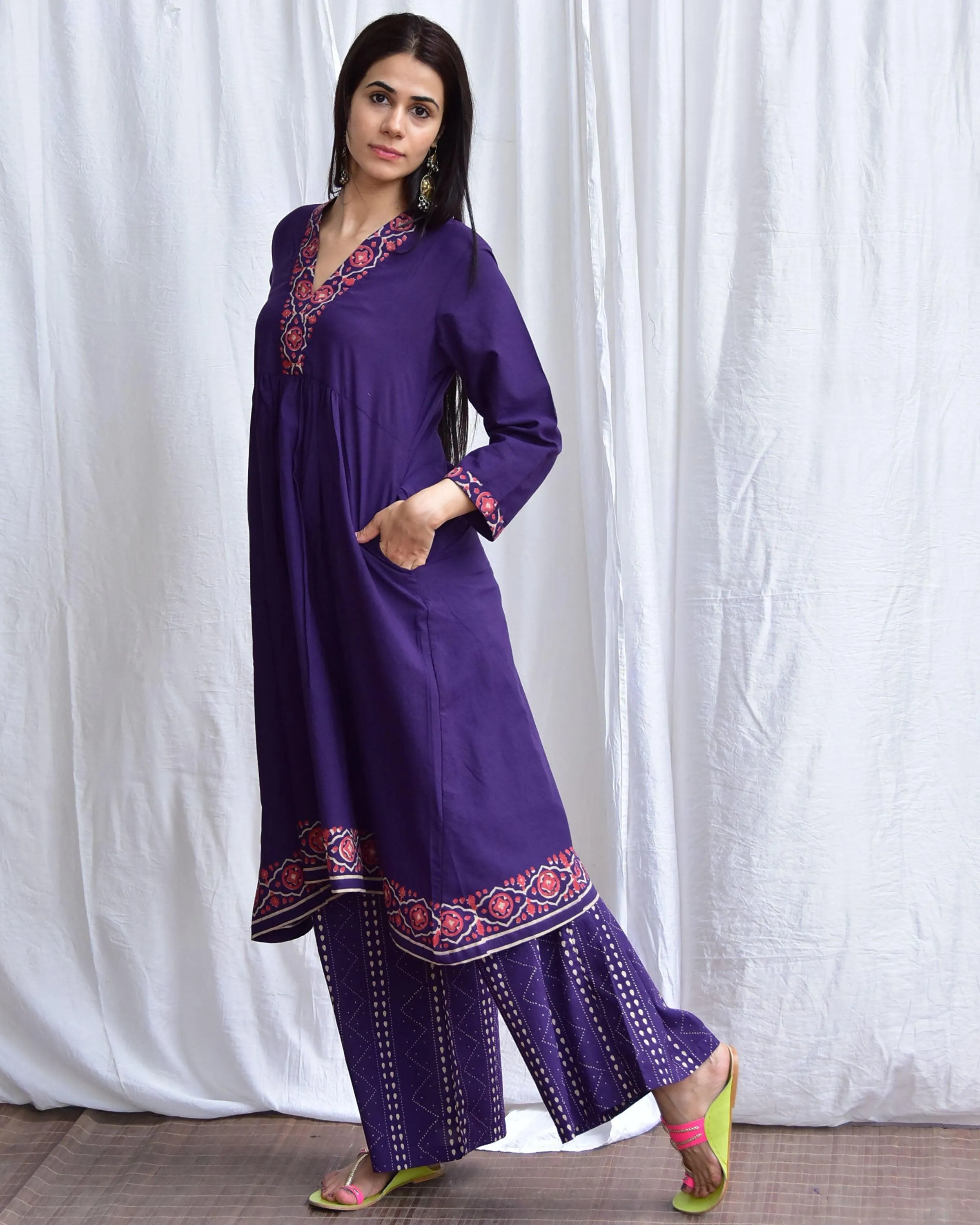 Neelam Handblockprinted Cotton Kurta Set Of 2-Sor