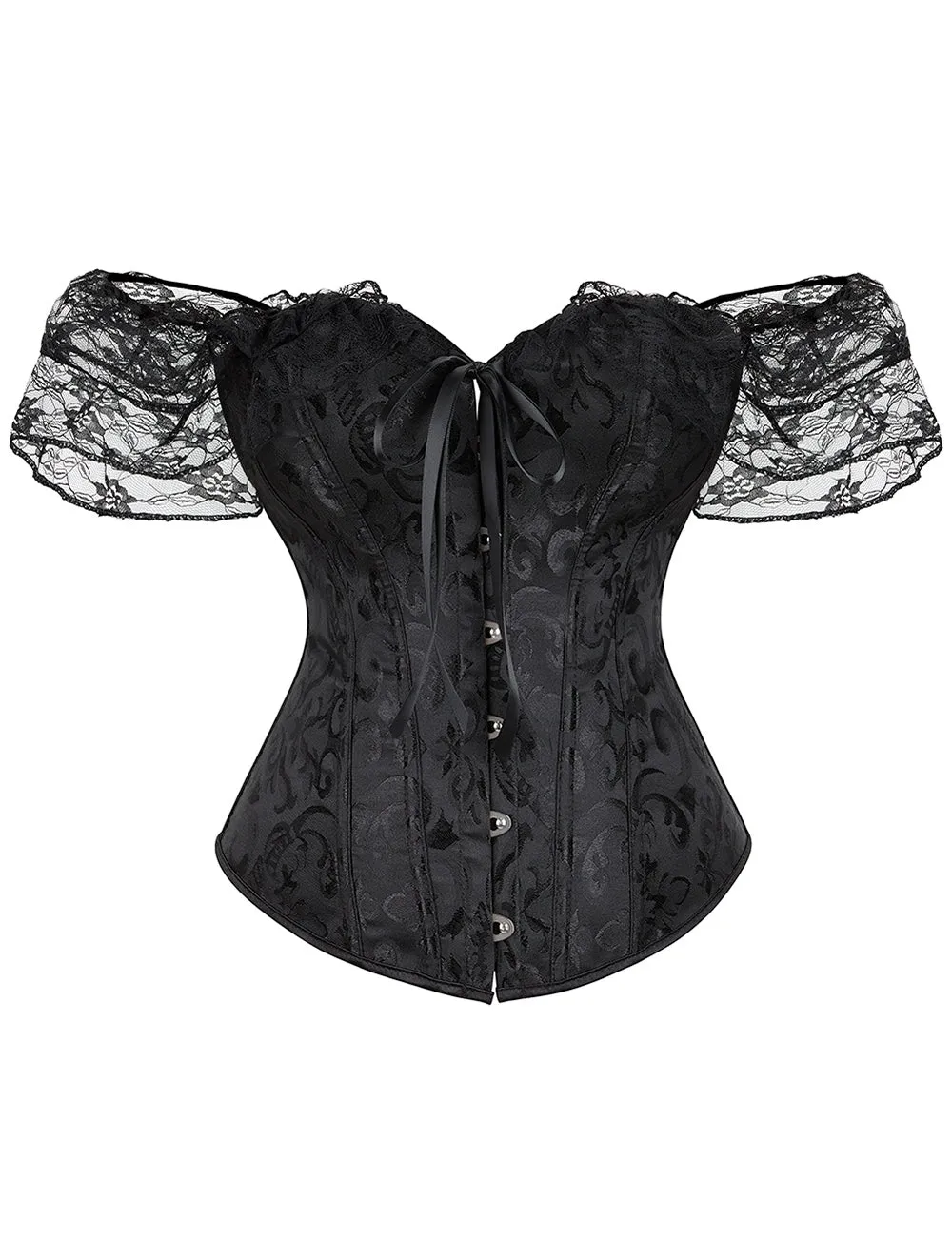 New Black off Shoulder 12 Steel Bones Lace Corset with Panties