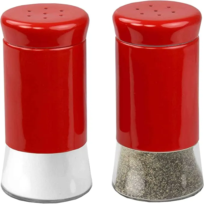New Home Basics Essence Collection Salt and Pepper Shaker Set, Red