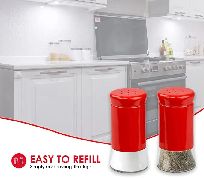 New Home Basics Essence Collection Salt and Pepper Shaker Set, Red