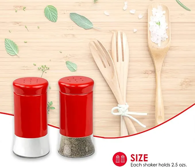 New Home Basics Essence Collection Salt and Pepper Shaker Set, Red