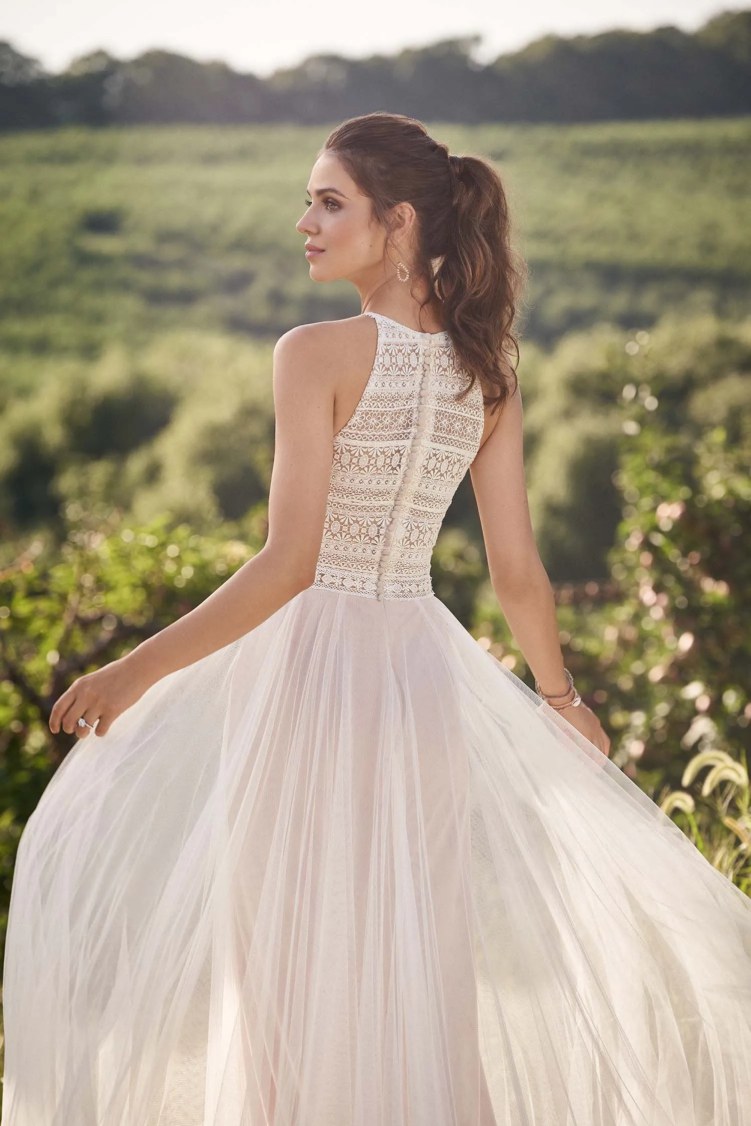 *NEW* Lillian West High Razor Neckline with Baby Tulle A-Line Skirt with Fitted Underneath - #66130