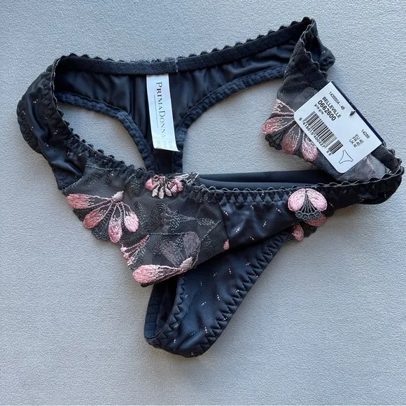 NEW Prima Donna Belleville Tanga Panties, Gray, Size M