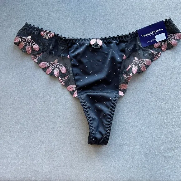 NEW Prima Donna Belleville Tanga Panties, Gray, Size M