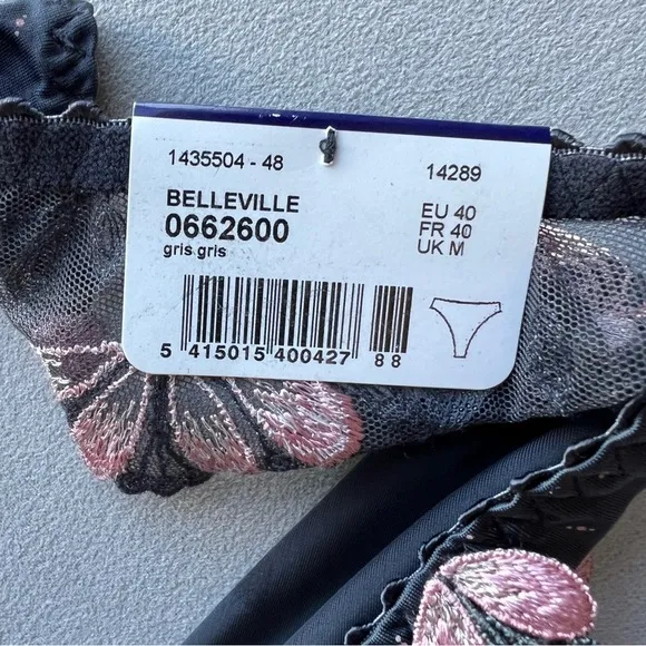 NEW Prima Donna Belleville Tanga Panties, Gray, Size M