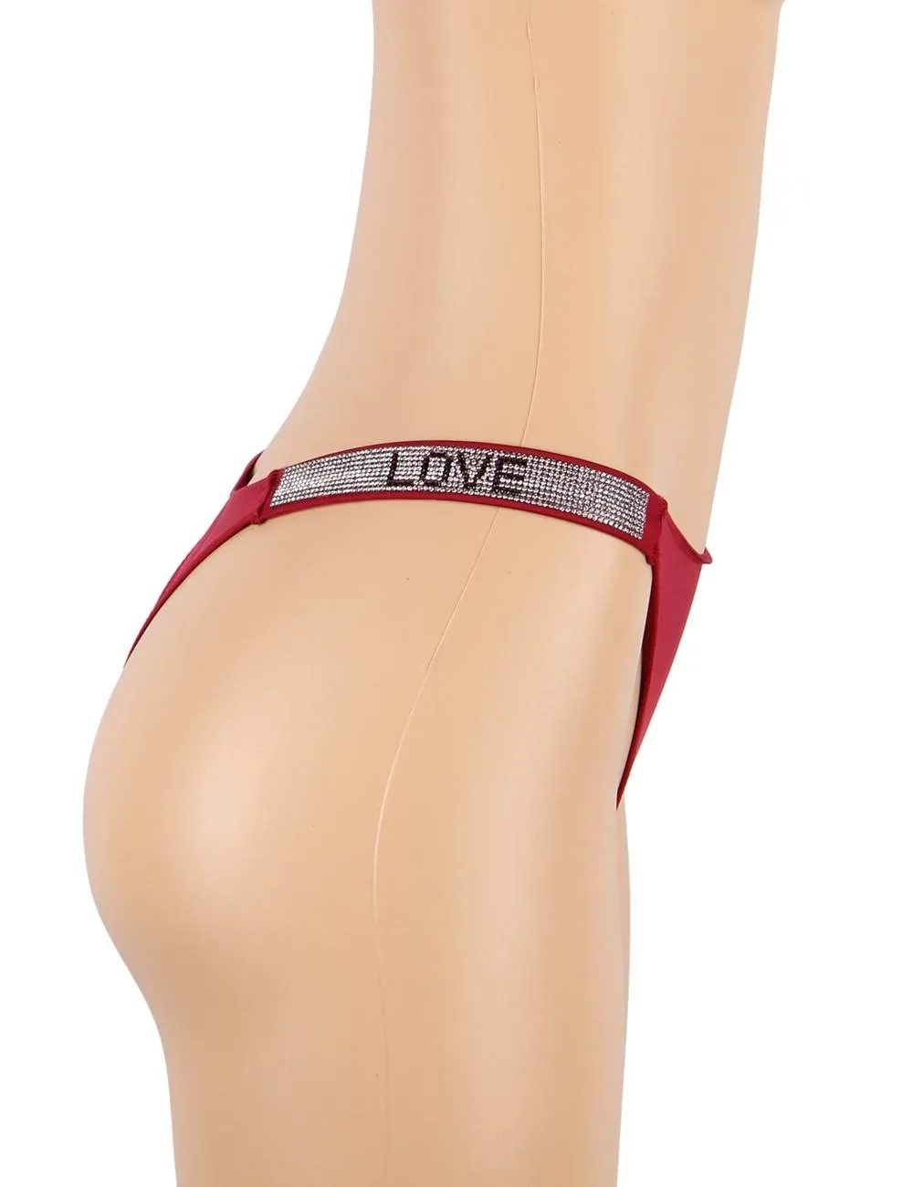 New Sexy Womens Thongs Love Letter Rhinestones G-string Diamonds Thong Low Waist