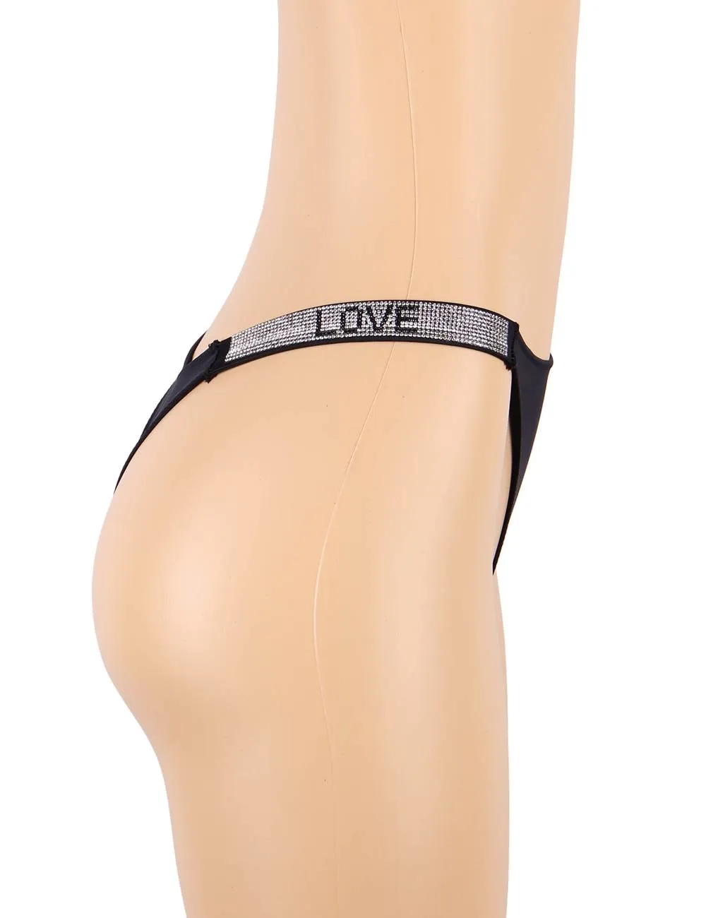 New Sexy Womens Thongs Love Letter Rhinestones G-string Diamonds Thong Low Waist