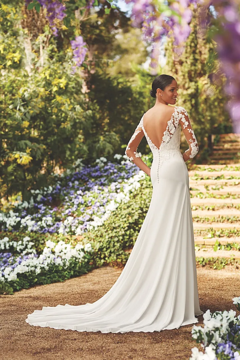 *NEW* Sincerity Chiffon Fit & Flair Bridal Gown with Lace Elbow length sleeves - #44162