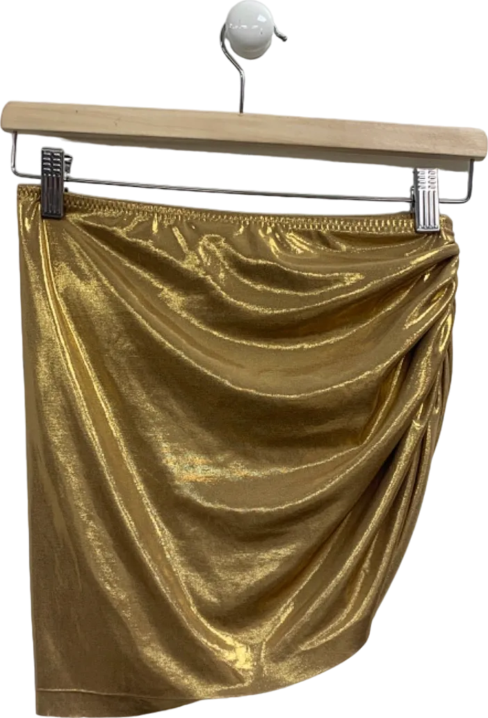 Norma Kamali Gold Metallic Drape Skirt UK M