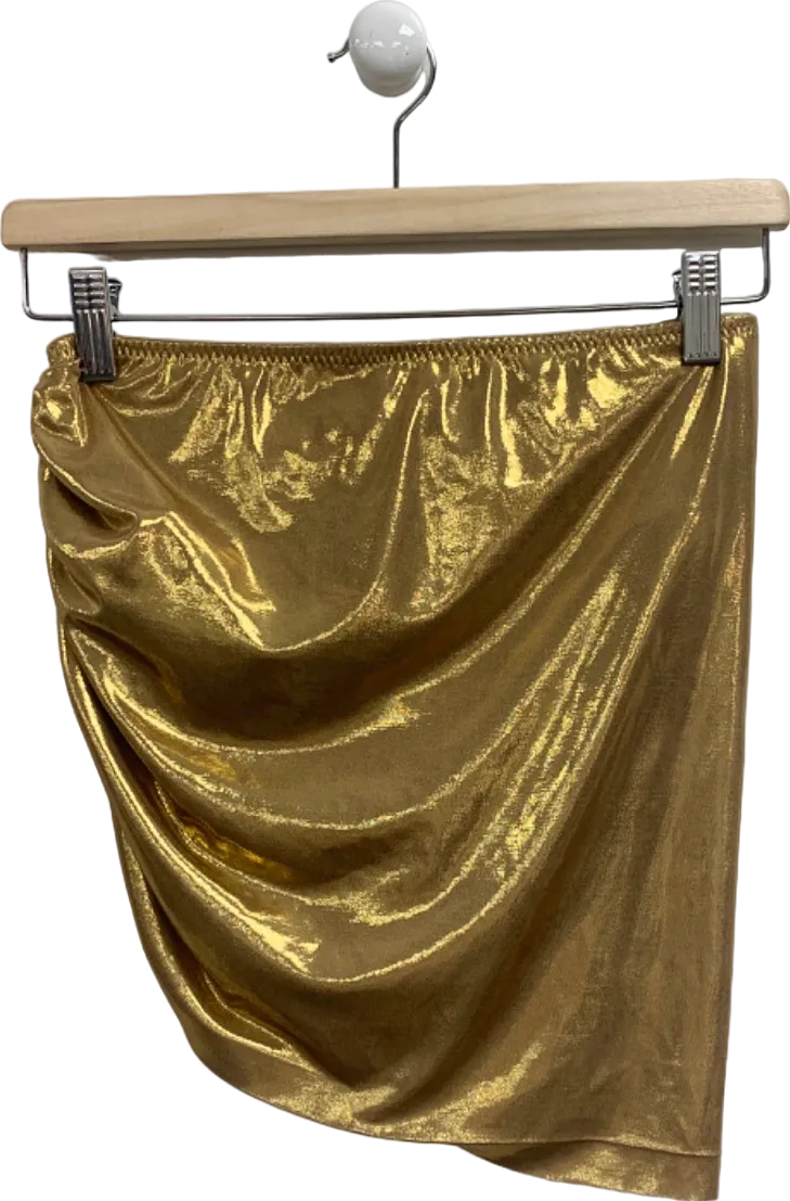 Norma Kamali Gold Metallic Drape Skirt UK M