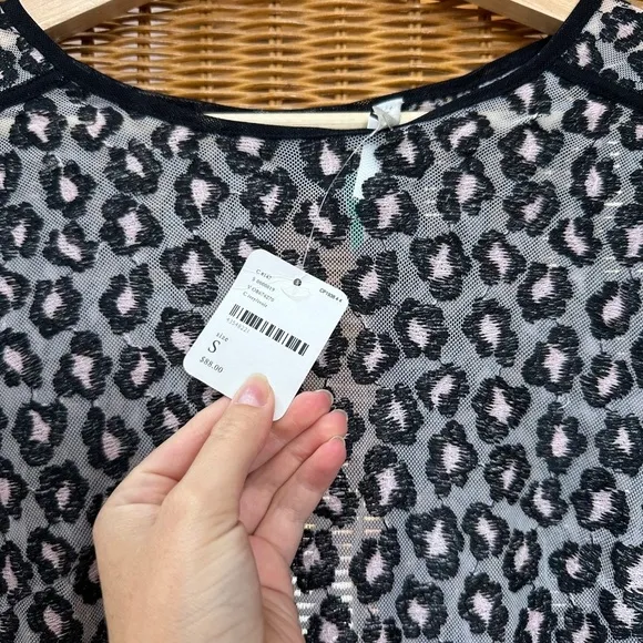 NWT Intimately Free People sheer leopard embroidered mini bodycon dress