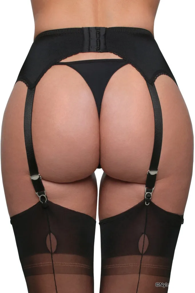 Nylon Dreams 4 Strap Suspender Belt Black