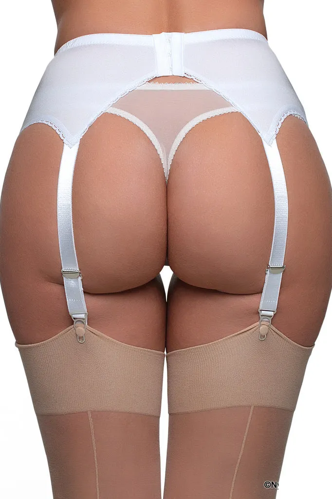 Nylon Dreams 4 Strap Suspender Belt White