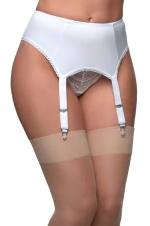 Nylon Dreams 4 Strap Suspender Belt White
