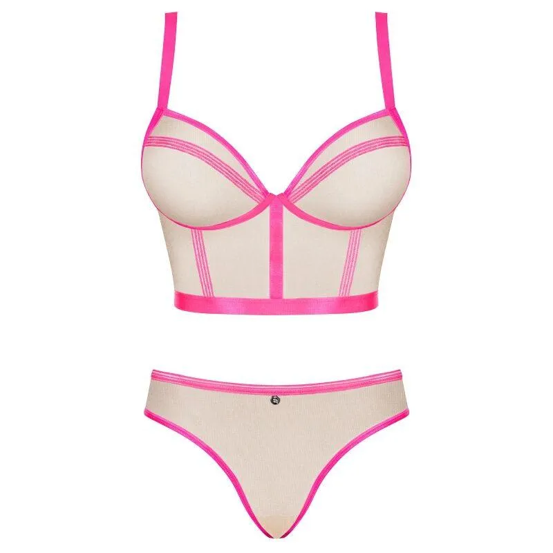 OBSESSIVE - NUDELIA TWO PIECES SET - PINK L/XL