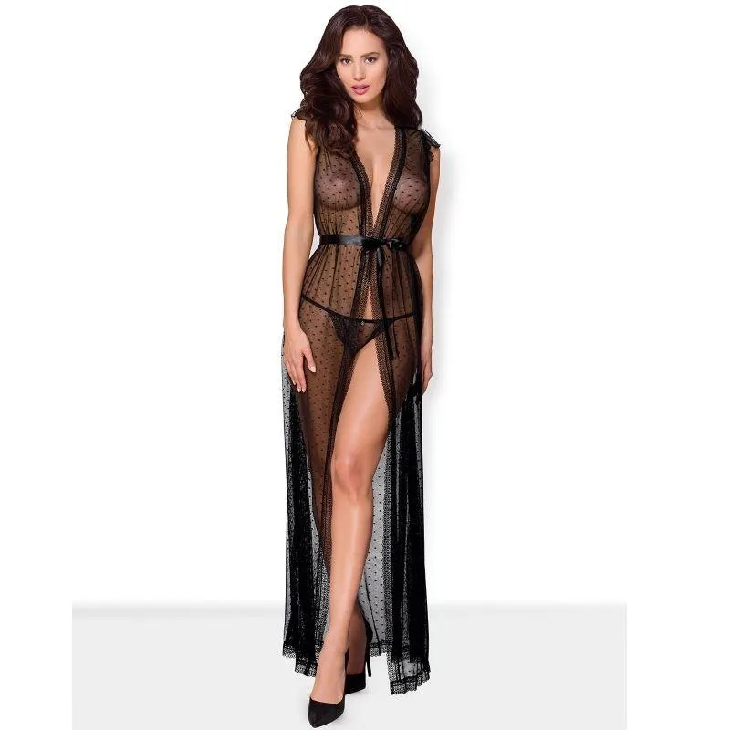 Obsessive - Sexy Lingerie - 876 Peignoir - L/Xl - Black