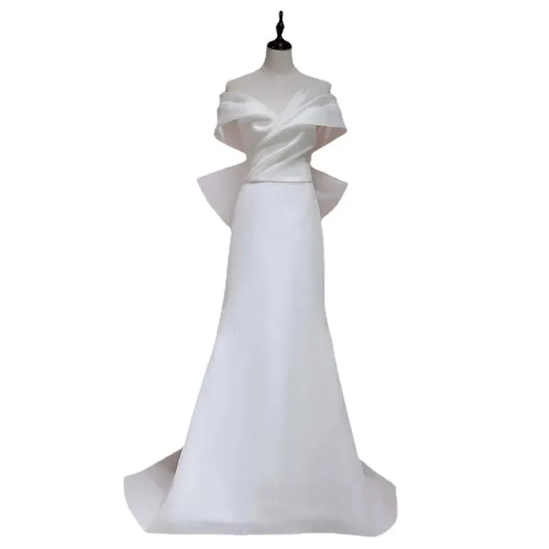 Off The Shoulder Wedding Dress Big Bow Banquet Dresses Fairy