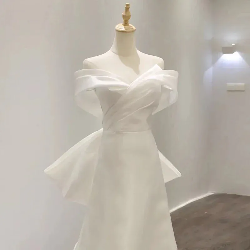 Off The Shoulder Wedding Dress Big Bow Banquet Dresses Fairy
