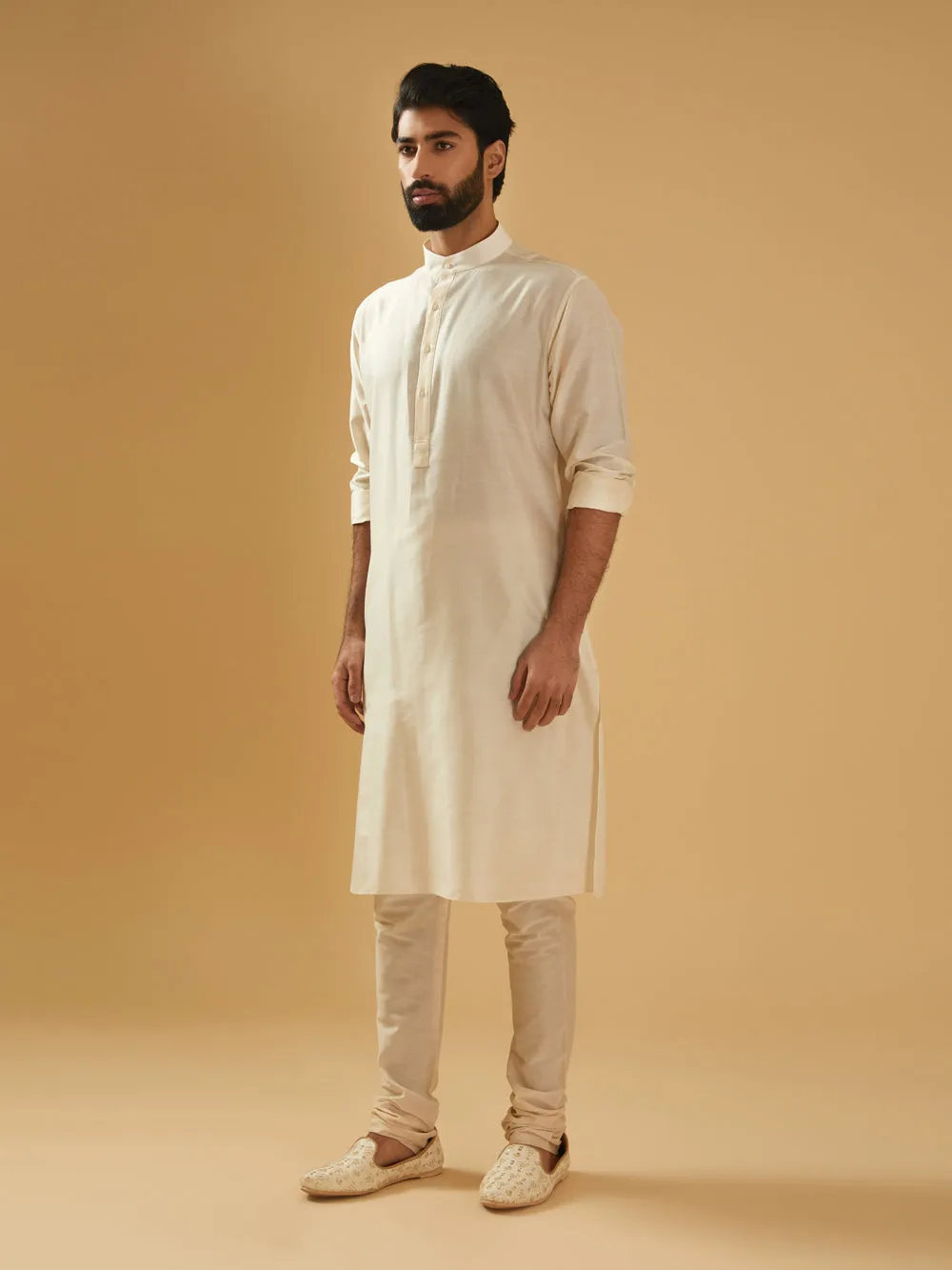Off White Silk Kurta