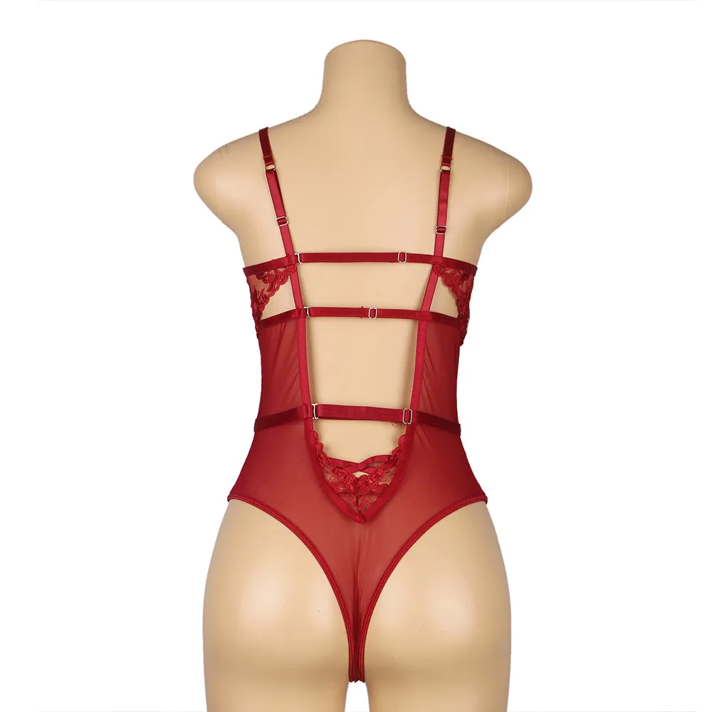 One-piece Sleeveless Underwired Floral Patterns Mesh Bodysuit Egypt