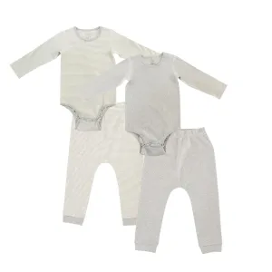 Organic Cotton Long Sleeve Onesie   Harem Pants Set - Dark Grey