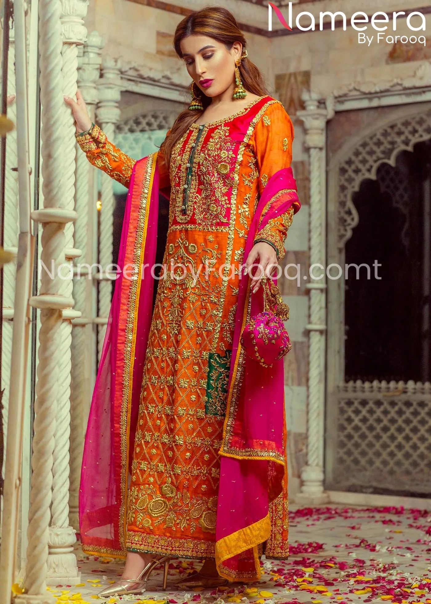 Pakistani Designer Wear Mehndi Dresses for Girls