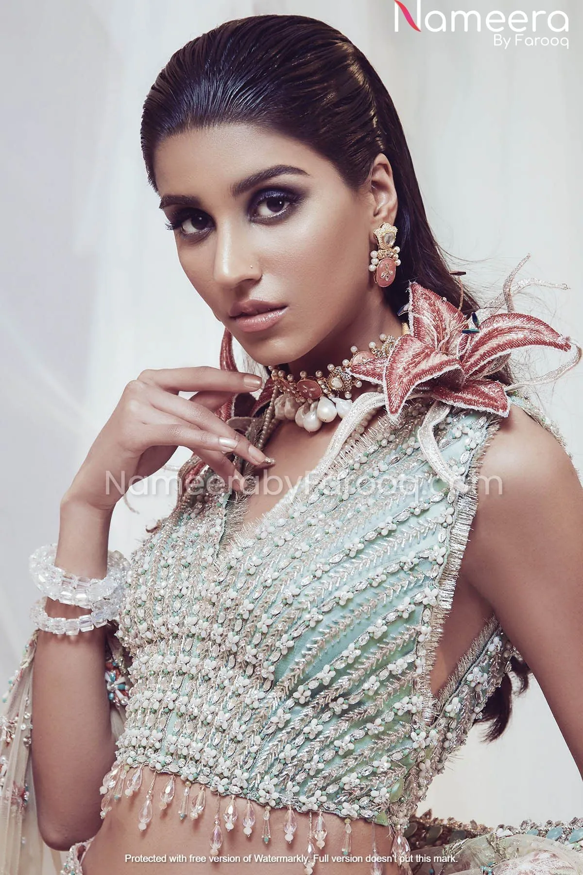 Pakistani Long Tail Lehenga for Sole Bridal Look #BN163