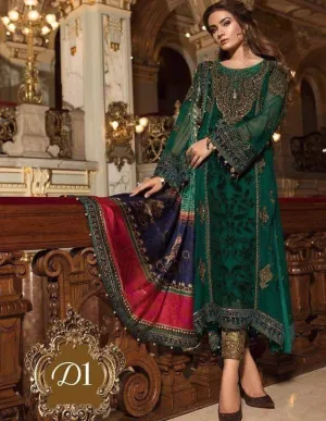 Pakistani Wedding Dress in Dark Bottle Green Color Model#C 1717