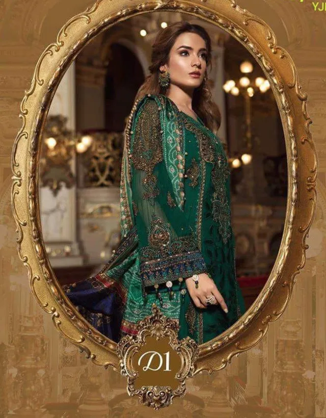 Pakistani Wedding Dress in Dark Bottle Green Color Model#C 1717
