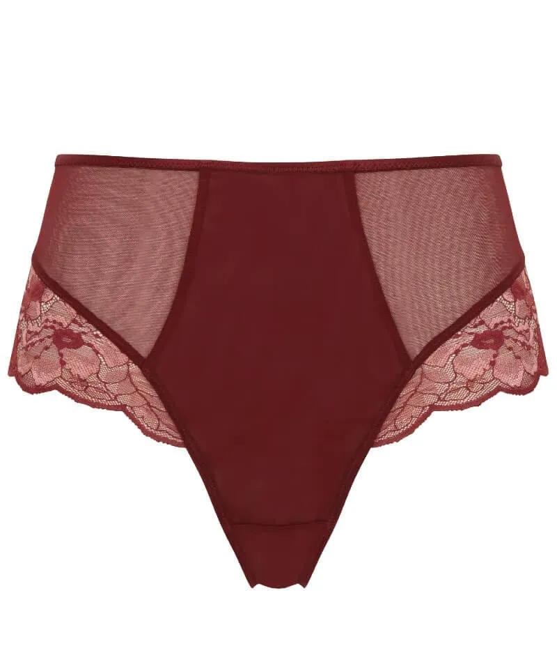 Panache Sabrina High Waist Brazilian Brief - Red Rose