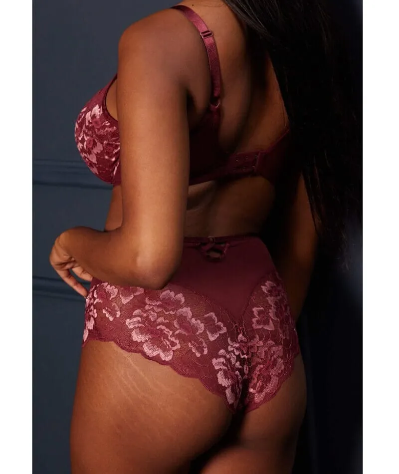 Panache Sabrina High Waist Brazilian Brief - Red Rose
