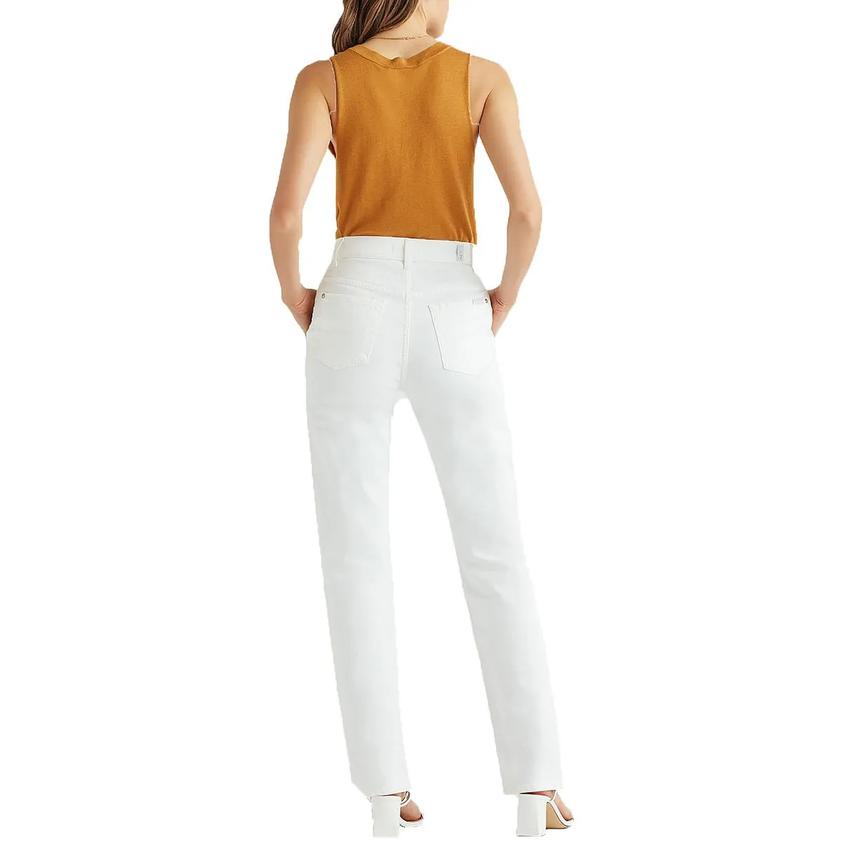 Paperbag Womens Belted Denim Straight Leg Jeans