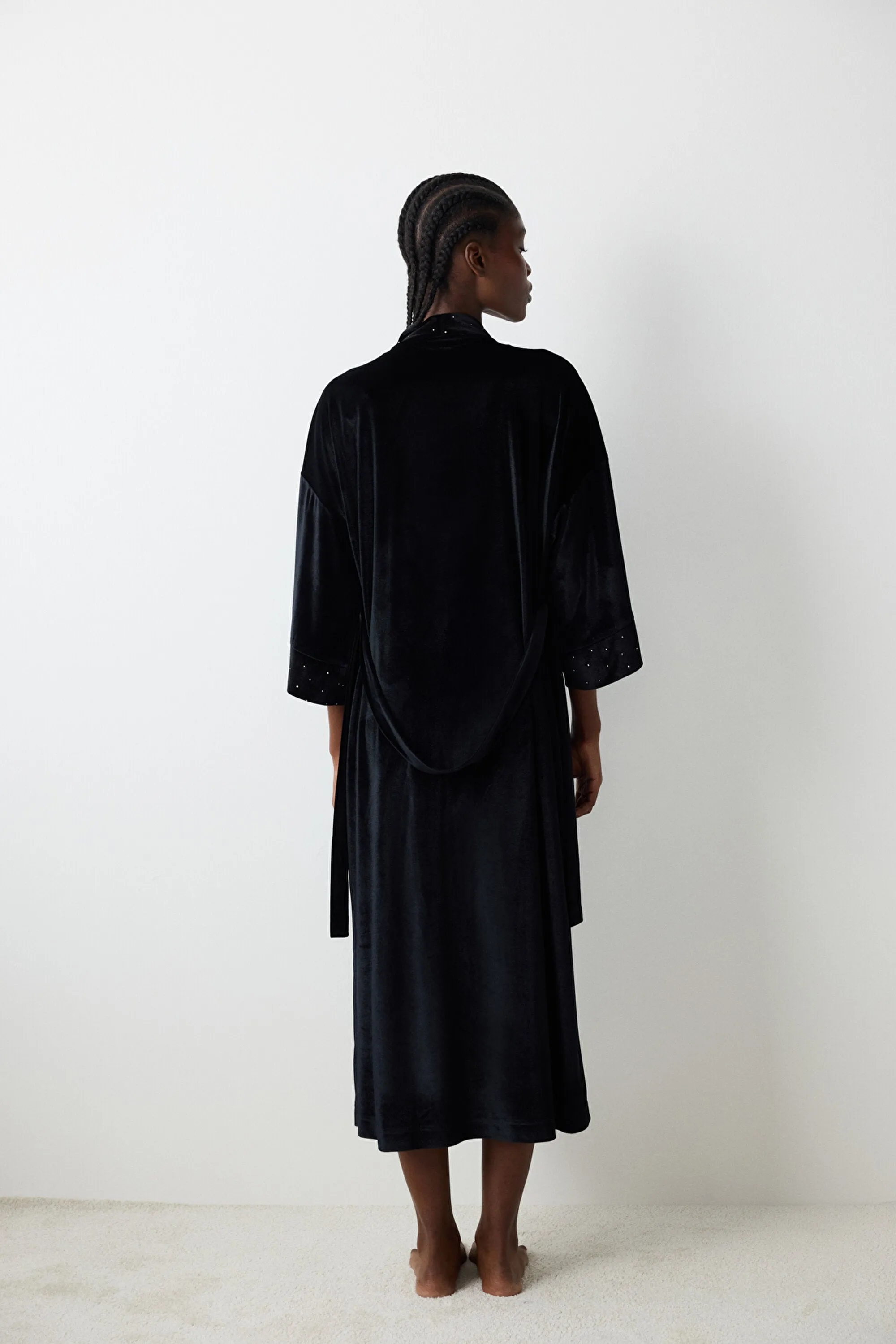 Party Velvet Black Dressing Gown