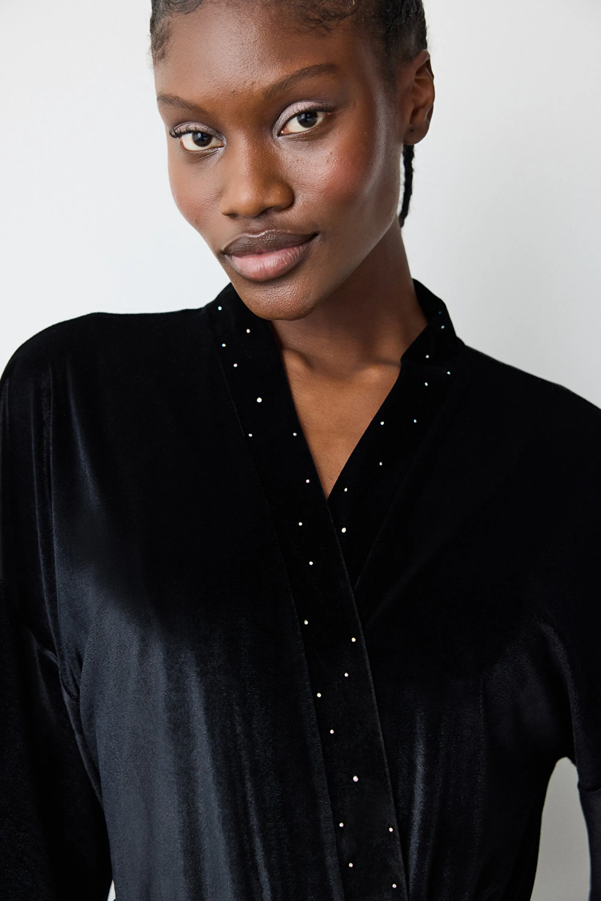 Party Velvet Black Dressing Gown